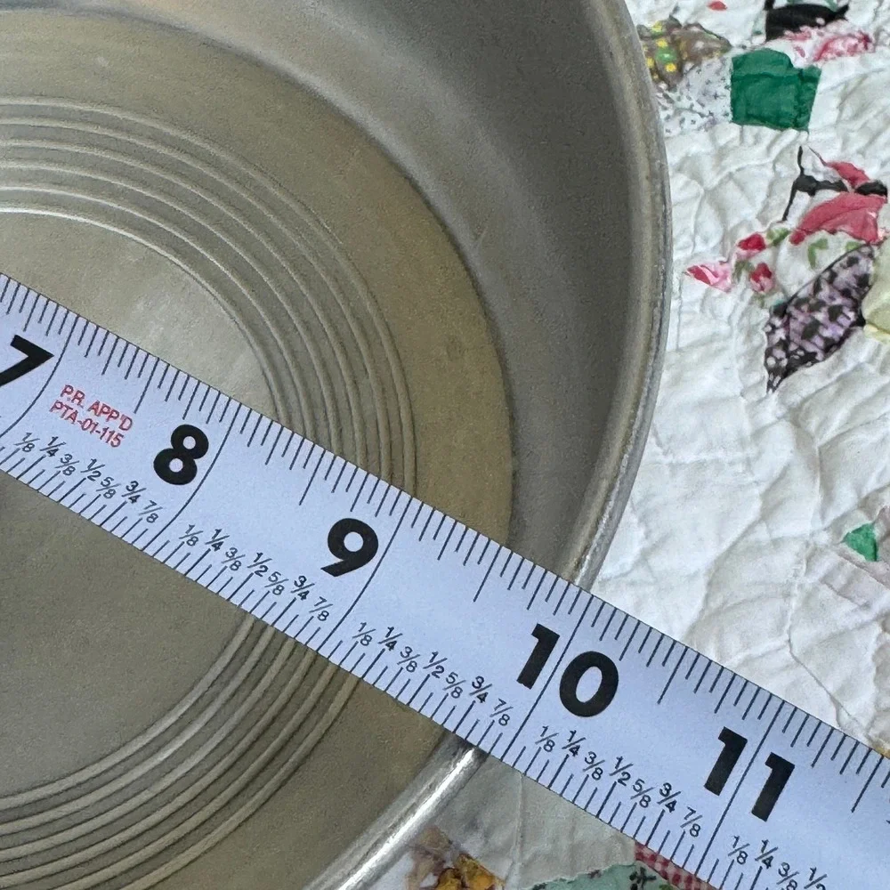 Vintage Spun Aluminum Cake Carrier Dome Cover with Wood Knob 10 Inch MCM Retro